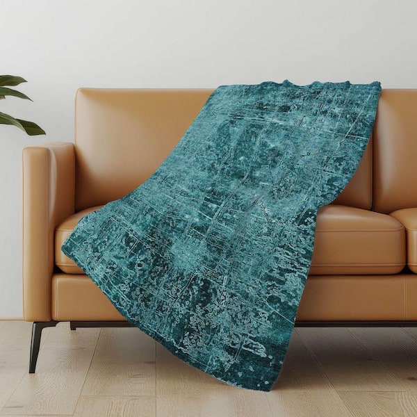 Premium Machine Washable ASB559 Teal 50 in. x 70 in. Sherpa Throw Blanket
