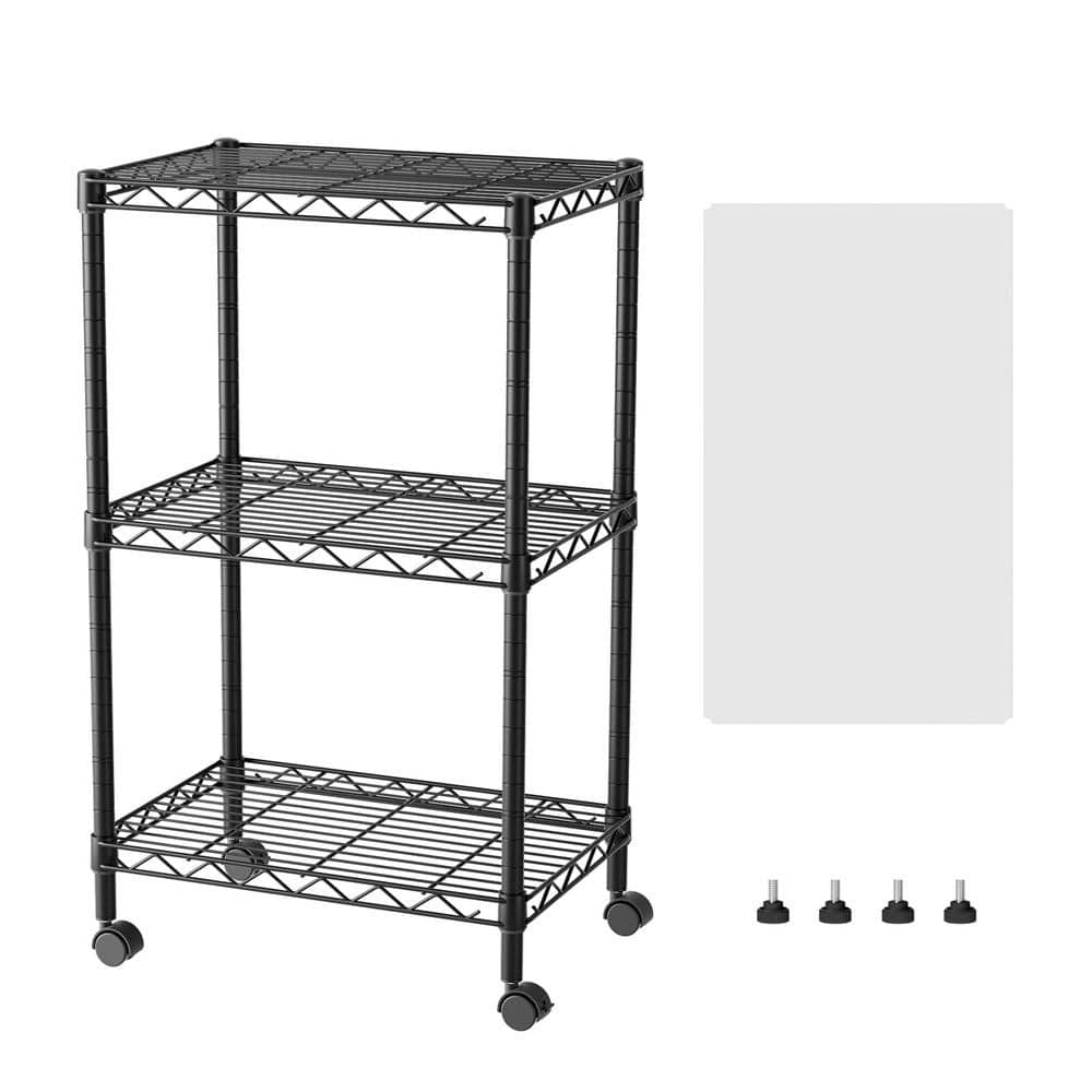 3-Tier Black Adjustable Metal Wire Storage Cart with Wheels price history on PriceWatchPro