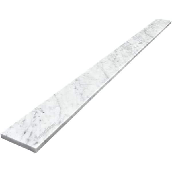 37 in. W x 4 in. H Marble Vanity Backsplash in White Rear Panel for Bathroom Vanity Sink Top or Doorway Floor Transition