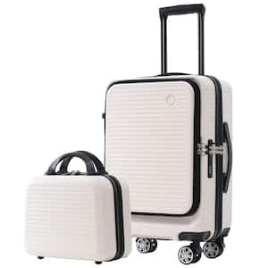 22 in.Ivory Front Open Luggage Light-Weight Suitcase with Front Pocket and USB Port, 1 Portable Carrying Case