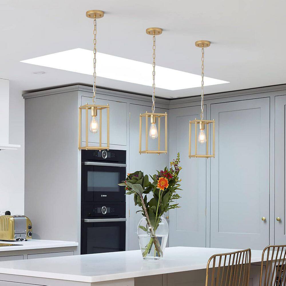 Home Lighting ‎ 60-Watts 1-Light Gold Lantern Chandelier in Finish Metal Square Fixture Light for Kitchen Island price history on PriceWatchPro