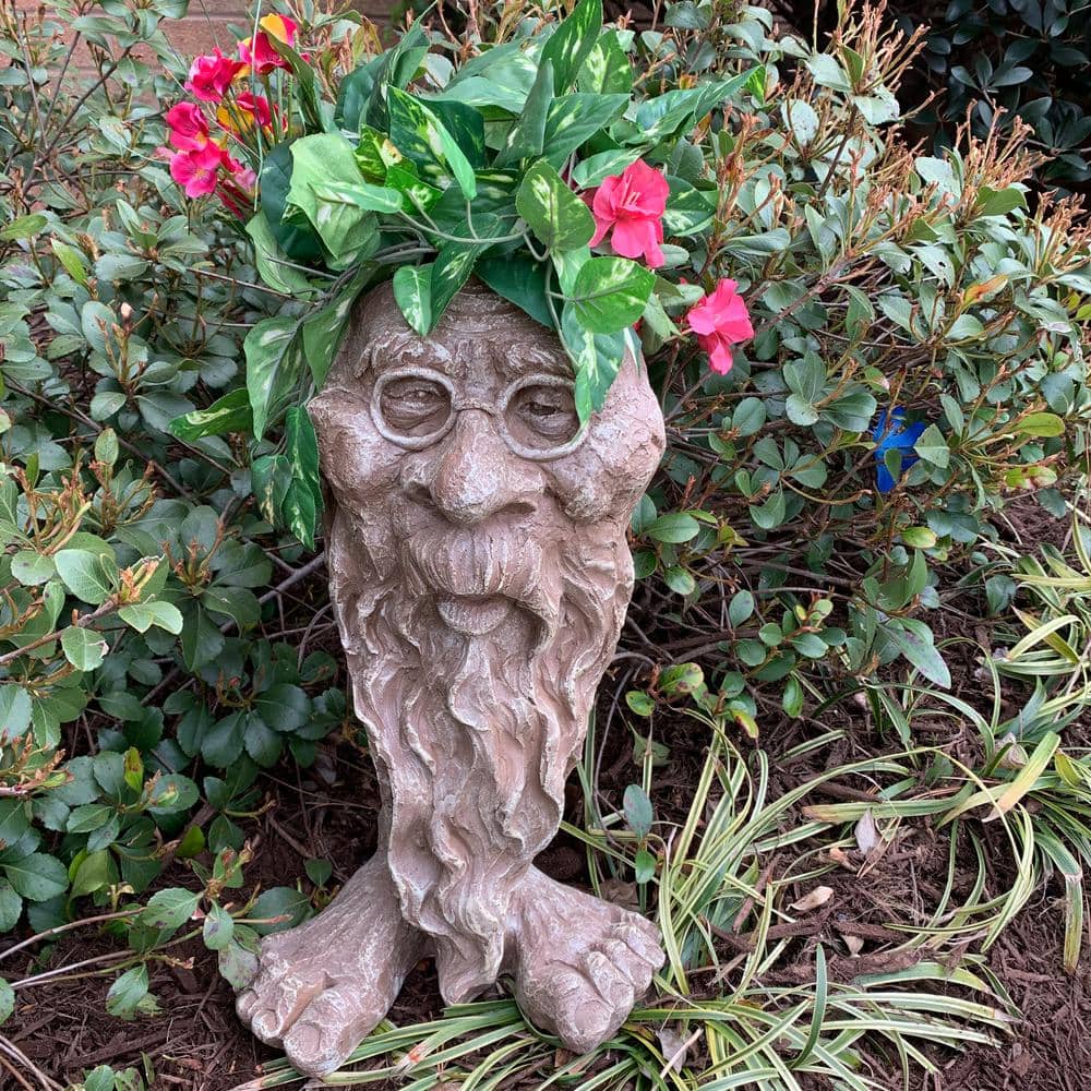 Stone Wash Grandpa RIP Face Resin Planter Statue