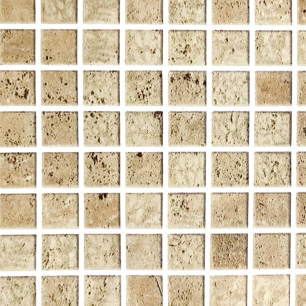 Falkirk Bhoid Beige Rust Sepia Distressed Squares Vinyl Peel and Stick Self