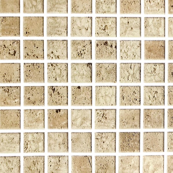 Dundee Deco Falkirk Bhoid Beige Rust Sepia Distressed Squares Vinyl Peel and Stick Self Adhesive Wallpaper (Covers 36 sq. ft.)