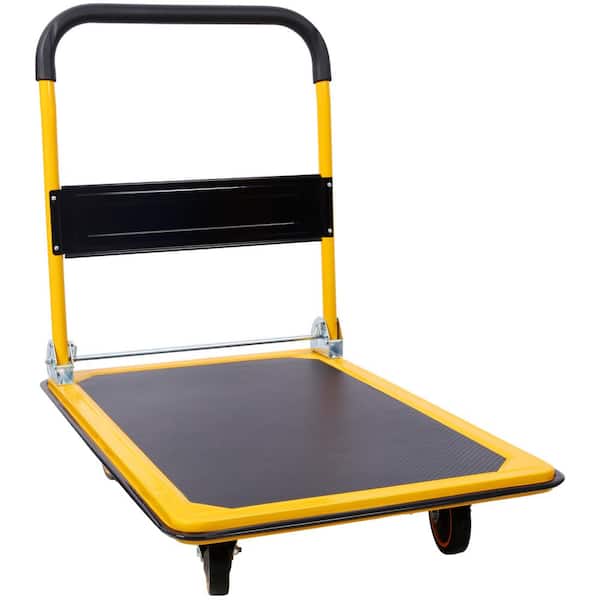 660 lbs. Weight Capacity Black and Yellow Foldable Platform Truck Push Dolly