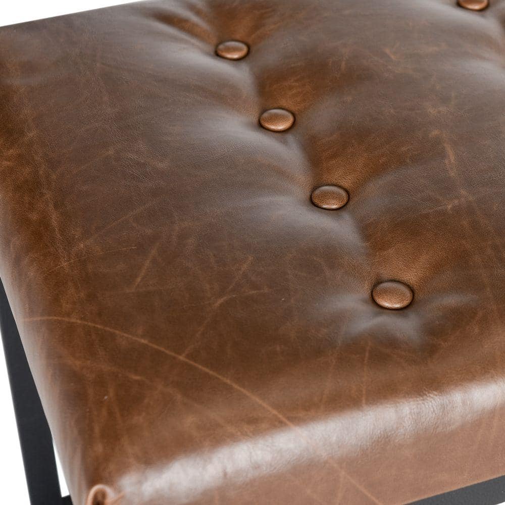 Transitional Black and Brown Tufted Bench with Parsons Legs