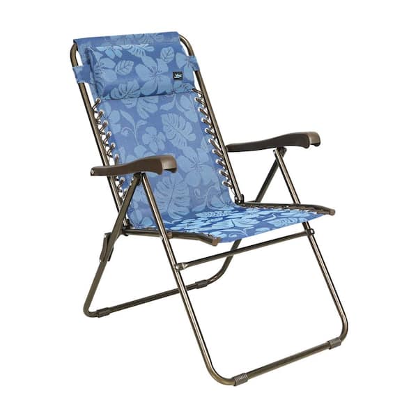 BLISS HAMMOCKS 26 in. W Blue Flowers Sling Outdoor Recliner Chair with Pillow