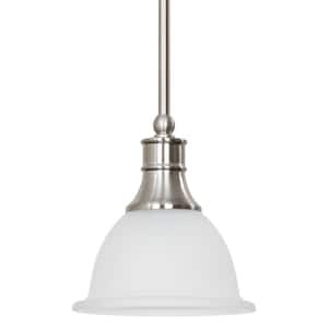 Ellie 60-Watt 1-Light Brushed Nickel Modern Pendant Light with Frosted Shade, No Bulb Included