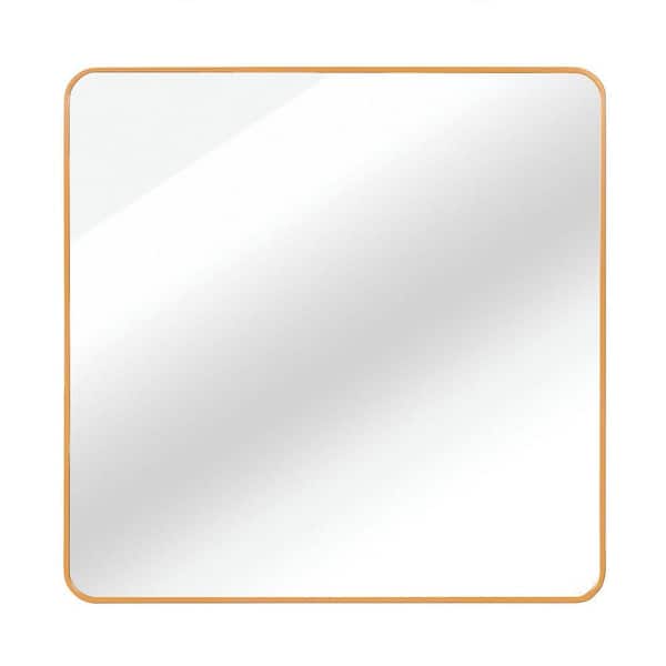 Gold 30 in. W x 30 in. H Square Aluminium Frame Bathroom Mirror