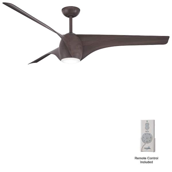 MINKA-AIRE Airwave 65 in. Indoor Dark Maple Standard Ceiling Fan with Warm White Integrated LED with Remote Included