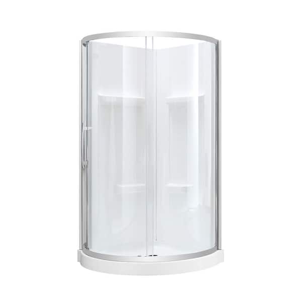 Maia 36 in. x 79.50 in. Corner Drain Corner Shower Kit in Clear and Chrome