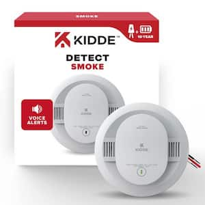 Hardwired Smoke Detector with 10-Year Battery Backup, Voice Alerts, Interconnectable and LED Warning Lights