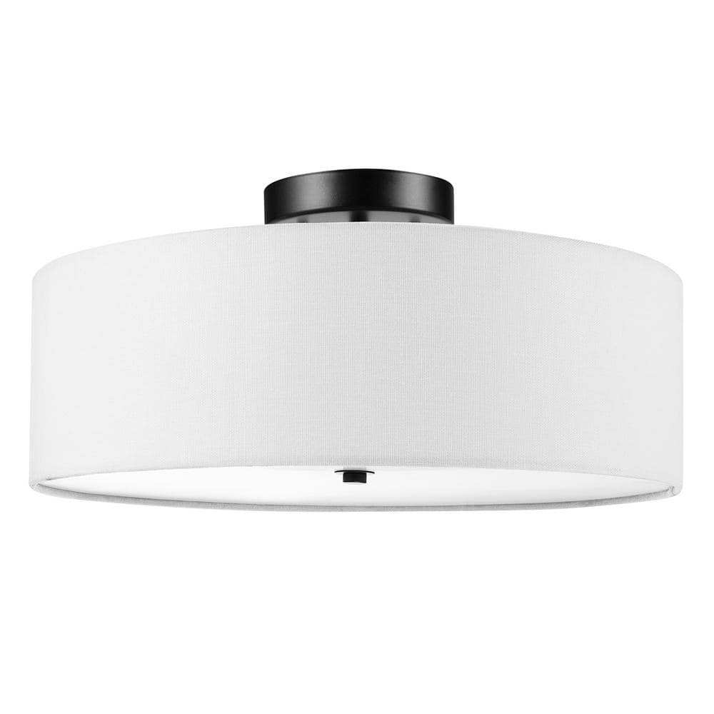 Kyle 15.9 in. 2-Light Dark Bronze Flush Mount Ceiling Light with White Line