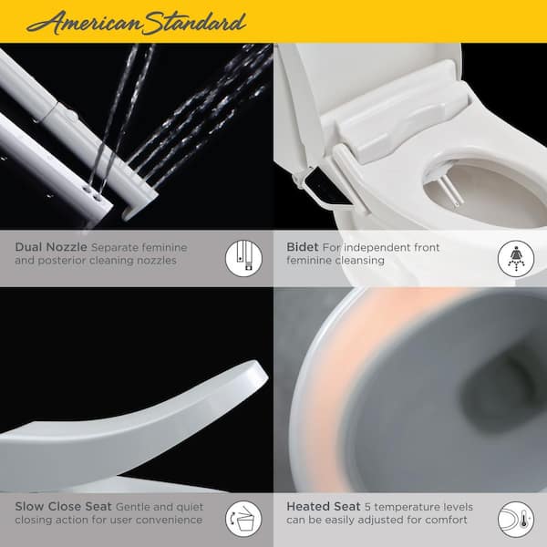 American Standard Advanced Clean 2.5 Plastic White Elongated Soft Close  Heated Bidet Toilet Seat in the Toilet Seats department at