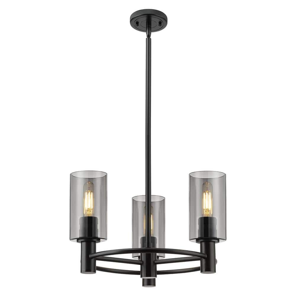 Crown Point 33-Watt 3-Light Matte Black Shaded Pendant Light Tinted Glass Shade price history on PriceWatchPro