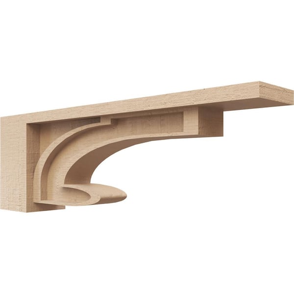 Ekena Millwork 3 in. x 6 in. x 18 in. Series 3 Thin Alma Rough Cedar Woodgrain Timberthane Polyurethane Corbel, Primed Tan