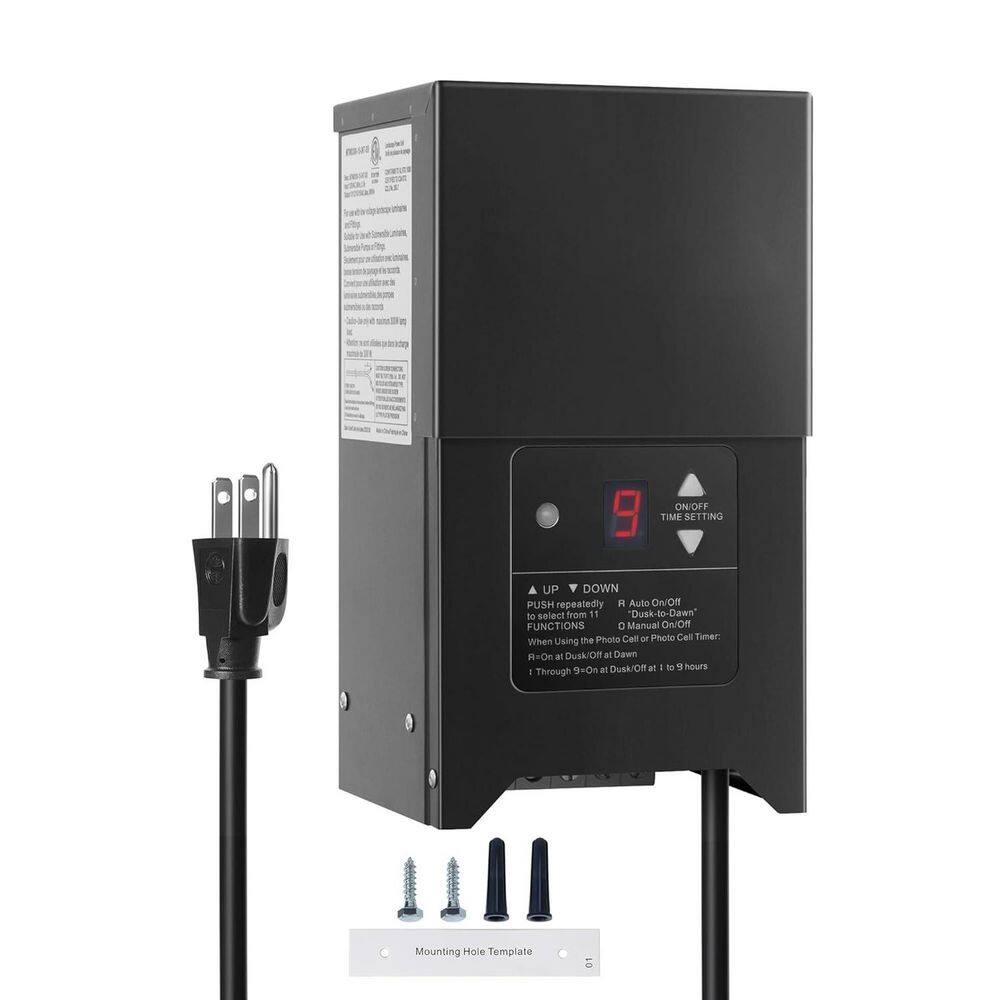 300W Outdoor Landscape Lighting Transformer with Photocell Sensor Timer Waterproof Stainless Steel Black ETL Listed price history on PriceWatchPro
