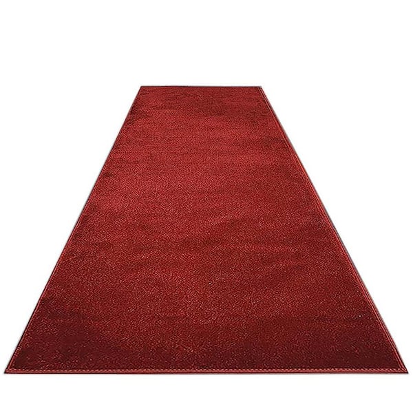 Solid Euro Red 31 in. x 44 ft. Your Choice Length Stair Runner