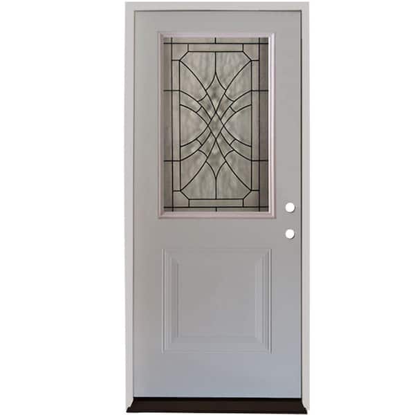 Steves & Sons 34 in. x 80 in. Webville 1/2 Lite Primed White Steel Prehung Front Door