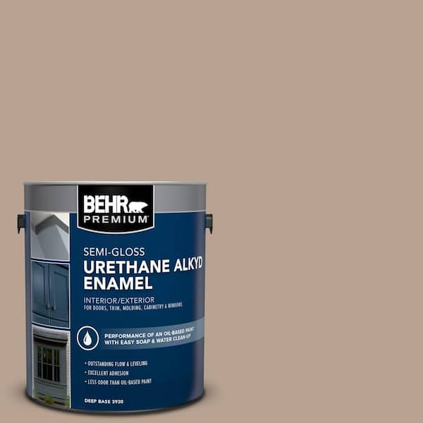 BEHR PREMIUM 1 gal. #AE-3 Earthy Tan Urethane Alkyd Semi-Gloss Enamel Interior/Exterior Paint