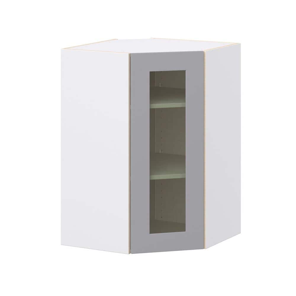 Roseland 24 in. W x 14 in. D x 35 in. H Assembled Shaker Glass Door Diagonal Corner Kitchen Cabinet in Slate Gray price history on PriceWatchPro