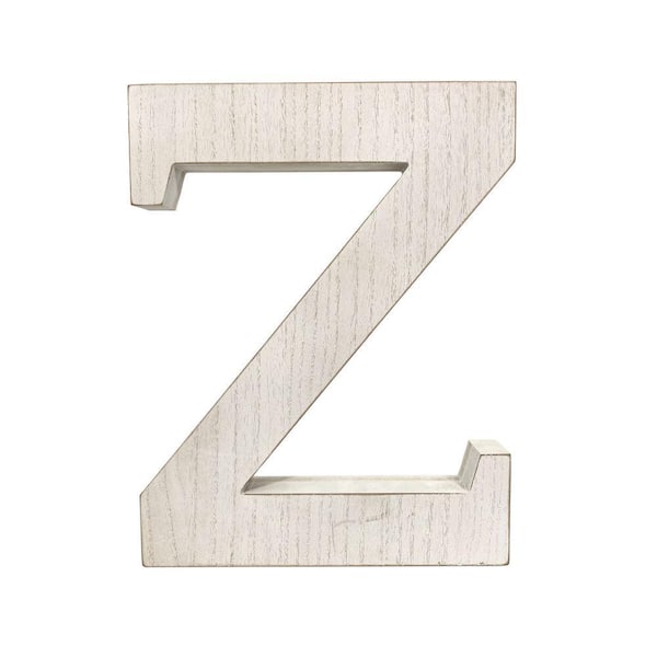 Large 15.75 in. Tall Distressed White Wash Decorative Monogram Wood Letter (Z)