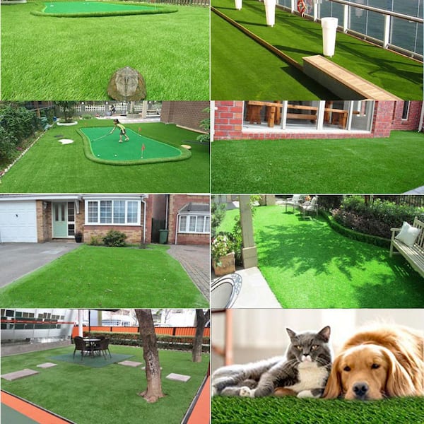 Agfabric 5 ft. x 7 ft. Green Artificial Grass Carpet 1.26 in. Mat for Outdoor Garden Landscape Balcony Dog Grass Rug