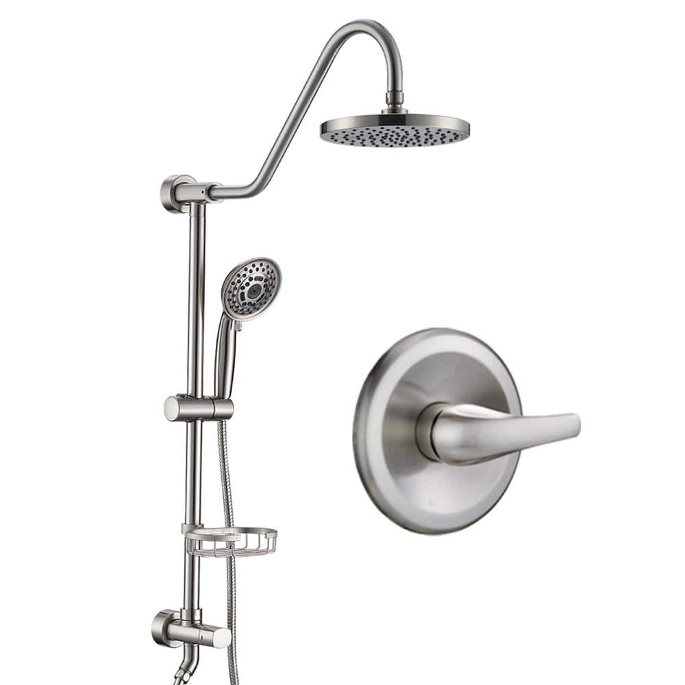 2-Spray Patterns 2.5GPM Round 7.8 in. Wall Bar Shower Kit with Hand Shower 