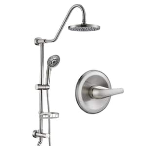 2-Spray Patterns 2.5GPM Round 7.8 in. Wall Bar Shower Kit with Hand Shower and Slide Bar in Brushed Nickel