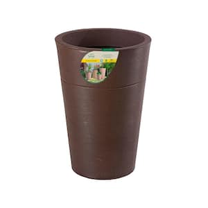 17 in. x 25.5 in. H Gramado Brown Round Plastic Planter for Indoor & Outdoor