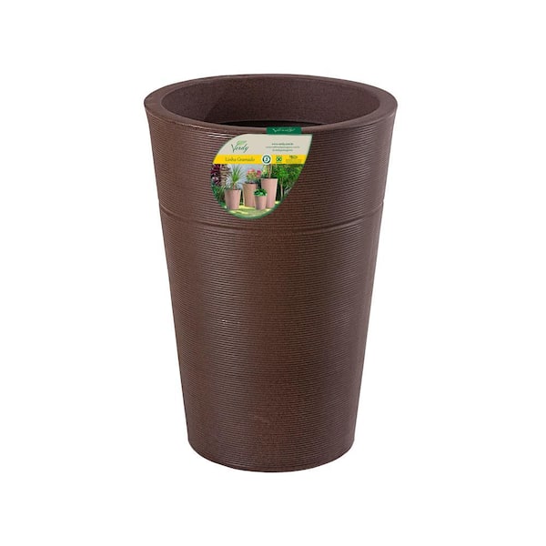 FLORIDIS 17 in. x 25.5 in. H Gramado Brown Round Plastic Planter for Indoor & Outdoor