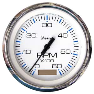 Chesapeake Stainless Steel Tachometer with Hourmeter (6000 RPM) Gas - 4 in., White