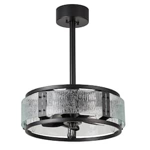 18 in. Indoor Black Glass Shade Reversible Ceiling Fan with Light and Remote, 6-speed