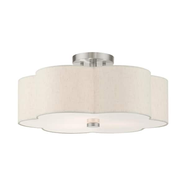 Livex Lighting Solstice 3 Light Brushed Nickel Semi Flush Mount