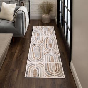 Westpoint Sand 2 ft. 1 in. x 5 ft. Modern Contemporary Geometric Linework Runner Rug