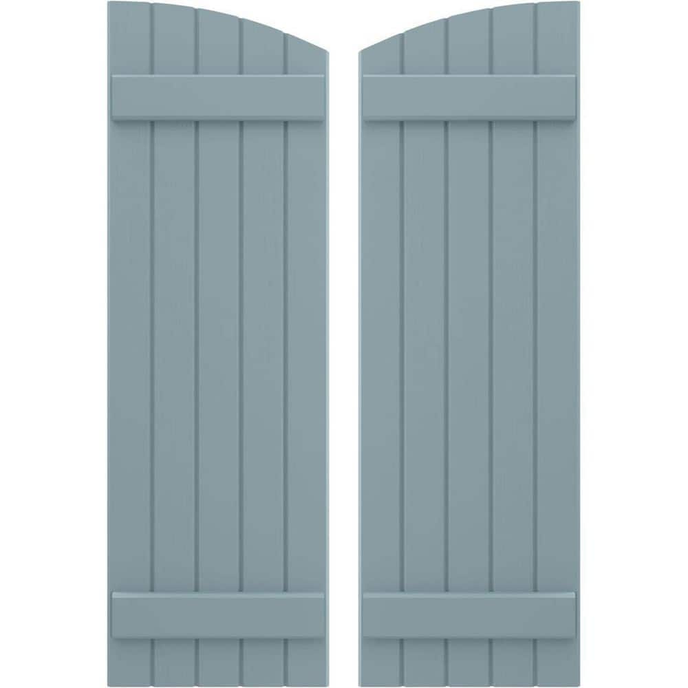 17-1/2 in. W x 31 in. H Americraft Exterior Real Wood Joined Board and Batten Shutters in Peaceful Blue w/Elliptical Top price history on PriceWatchPro