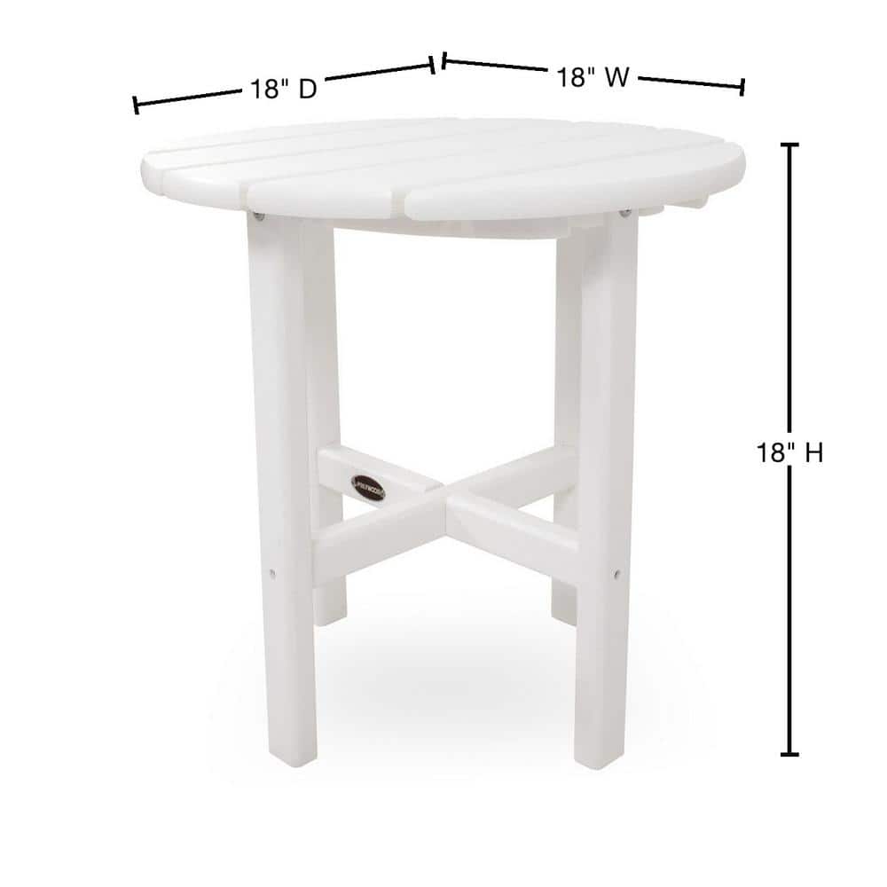 White 18" Round Polywood Outdoor Side Table