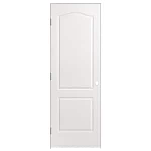 28 in. x 80 in. 2 Panel Arch Top Right-Handed Hollow-Core Textured Primed Composite Single Prehung Interior Door