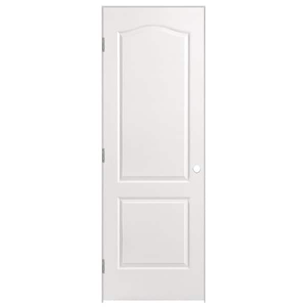 Masonite 28 in. x 80 in. 2 Panel Arch Top Right-Handed Hollow-Core Textured Primed Composite Single Prehung Interior Door