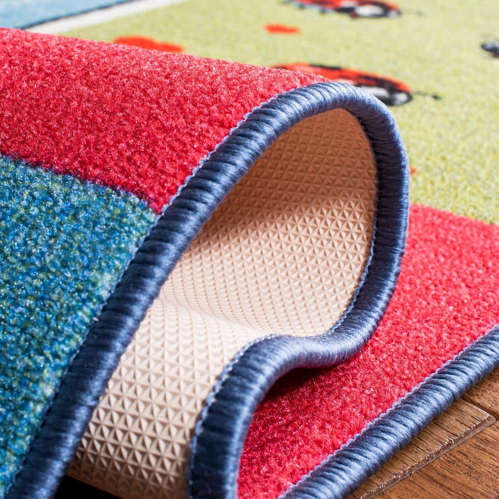 Blue Geometric Kids' Educational Rectangular Rug
