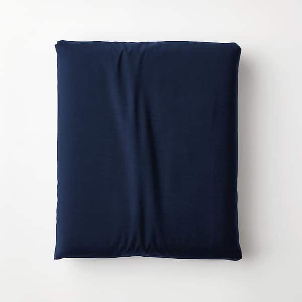 The Company Store Company Cotton Navy Solid 300-Thread Count Cotton Percale Queen Deep Pocket Fitted Sheet