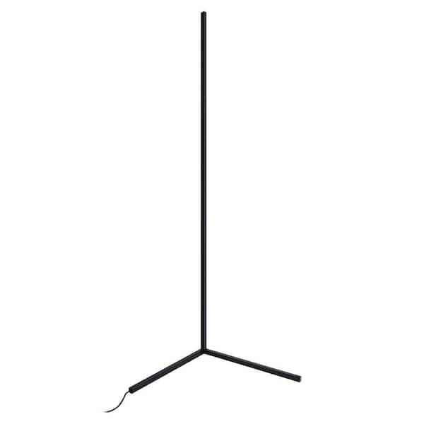 LamQee 55 in. Black Warm White LED Floor Lamp Dimmable Corner Indoor Light with Rotary Dimmer Switch