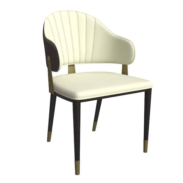 Leisuremod Aria Upholstered Modern Dining Chair with Metal Legs Armless Upholstered Leather Accent Chair for Dining Room, Black