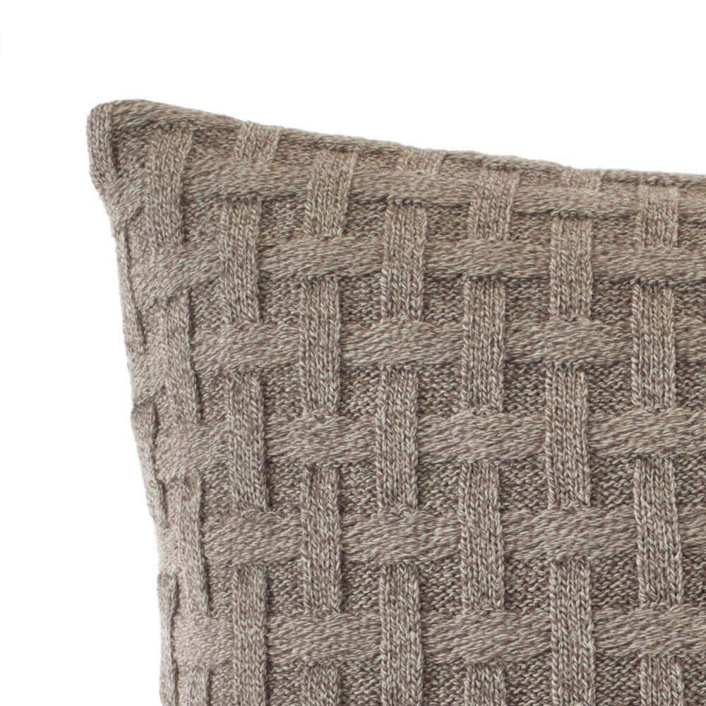 Mocha Knit Woven 16-Inch Square Throw Pillow