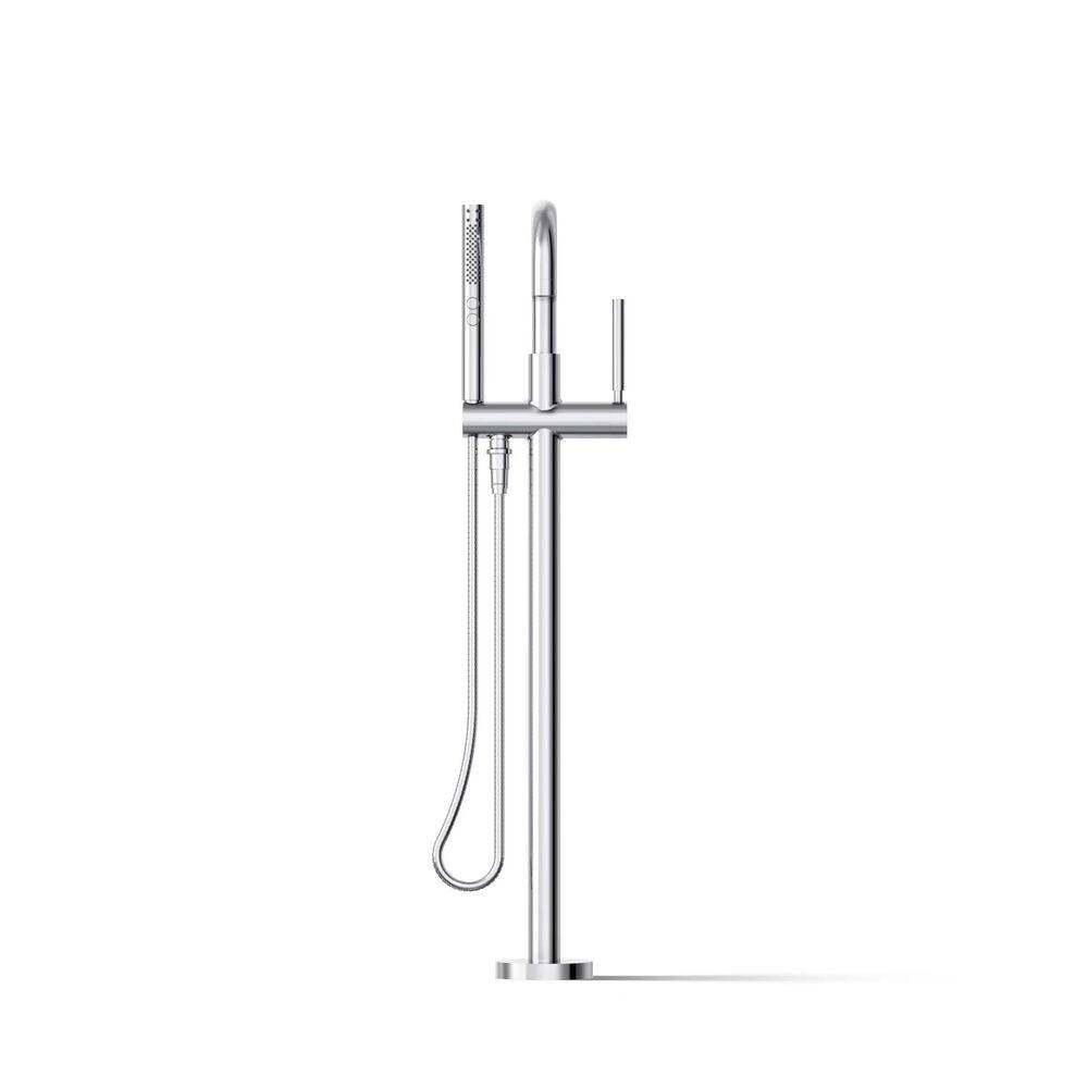 Polished Chrome Floor-Mount Bath Filler with Handshower