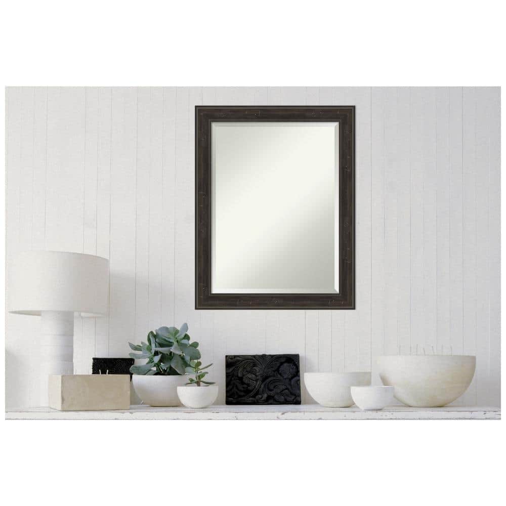 Rustic Greywash 28" x 22" Beveled Polystyrene Vanity Mirror