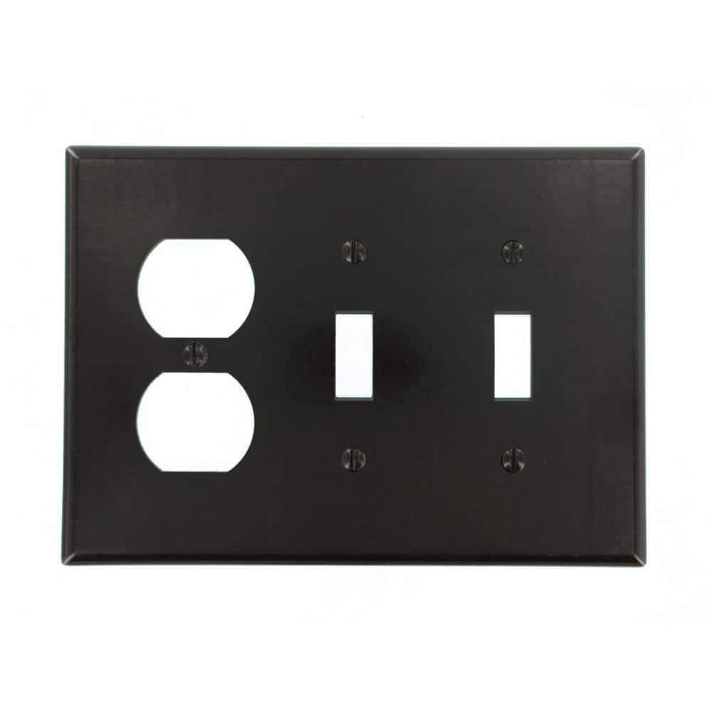 Brown Thermoset 3-Gang 2-Toggle 1-Duplex Wall Plate