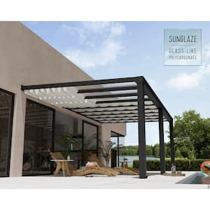 Stockholm 11 ft. x 22 ft. Gray/Clear Patio Cover with Shades