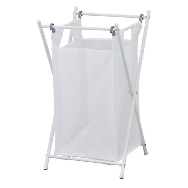 WAYAR White 28.15in. H x 14.96 in. W x 17.32 in. D Collapsible Rectangle Contemport Plastic Laundry Room Hamper
