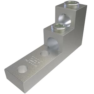 Aluminum Panelboard Lug, Conductor Range 600-2, 2-Ports, 2-Holes